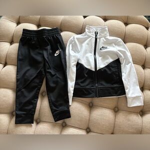 Nike Black and White Kids Zip-Up Track Set